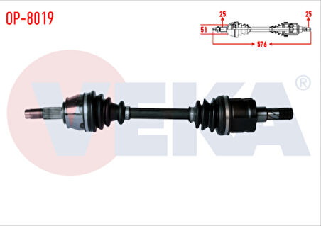 OPEL CORSA D 1.3 CDTI (DTH) ÖN SOL AKS KOMPLE 576mm 2006-2014 ARASI OP-8019