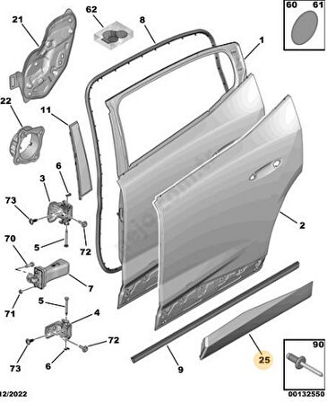Peugeot 408 Sağ Arka Kapı Çıtası Bandı 98407281XT
