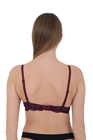 Kadın Balenli Dolgulu Sütyen - Dental Detaylı Şeffaf Sırt Askısı ile Push-Up Etkisi