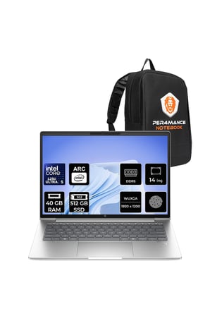 Elitebook 840 G11 Core Ultra 5 125H 40GB RAM 512GB SSD 14" FHD+ FreeDOS 970V6ETPN322 Notebook + Per4 Çanta