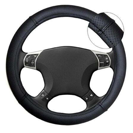 Citroen C3 2002 uyumlu direksiyon koruyucu kılıf - siyah deri terletmez geçme model