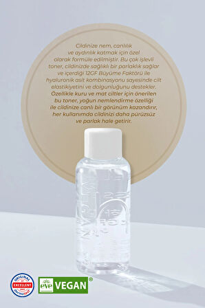 Glow 12gf Hyal Essence Toner Peptid Vegan Nemlendirici Ve Yatıştırıcı Tonik Kore 200ml