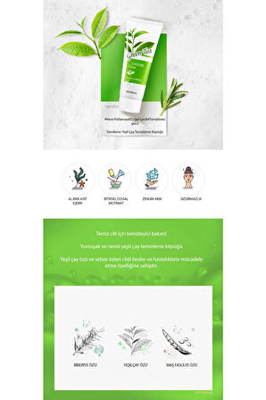 Cleansing Foam Green Tea Akneli Yüz Temizleyici Nemlendirici Yüz Temizleme Jeli Kore 150ml