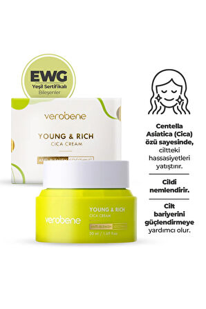 Young & Rich Cica İçerikli Karşıtı ve Yatıştırıcı Bakım Kremi 50ml