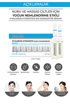 Hyaluron Fluid Concentrate Hassas Ciltler İçin Nemlendirici Ampul 2 ml x 7 Adet