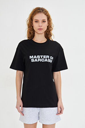  Kadın Master Of Sarcasm Baskılı Kısa Kollu %100 Pamuk Tişört