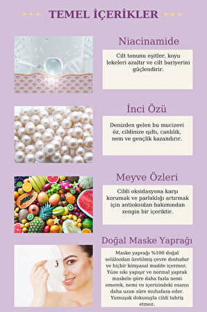 Ovaco Aydınlatıcı ve Canlandırıcı Yaprak Maske | Niacinamide ve Meyve Özleri ile Hydro Shining Etkisi