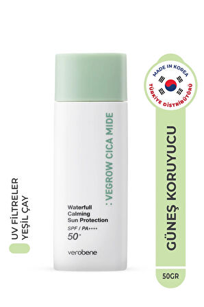 Vegrow Cica Mide Waterfull Sun Protection Vegan Yatıştırıcı Güneş Kremi Spf50 Yüksek Koruma Kore 50g