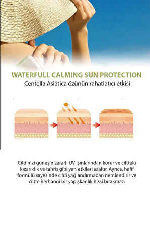 Vegrow Cica Mide Waterfull Sun Protection Vegan Yatıştırıcı Güneş Kremi Spf50 Yüksek Koruma Kore 50g