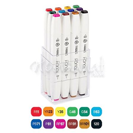 Touch Twin Brush Marker Kalem 12li Set Ana Renkler