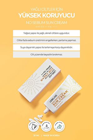 Yağlı Ve Karma Ciltler Için Yüksek Koruyucu Güneş Kremi No Sebum Sun Cream 30 ml 8809317114521, one size