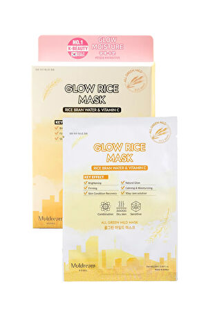 Glow Rice Mask Kağıt Yüz Maskesi Aydınlatıcı Ve Yenileyici Hassas Ve Kuru Cilt Kore 25ml