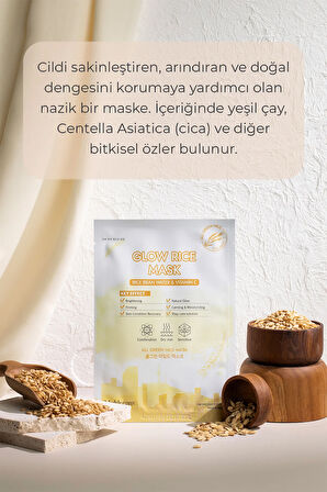 Glow Rice Mask Kağıt Yüz Maskesi Aydınlatıcı Ve Yenileyici Hassas Ve Kuru Cilt Kore 25ml