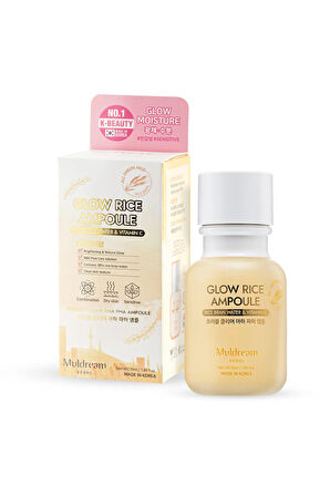 Glow Rice Ampoule Pirinç Kepeği Suyu Aydınlatıcı Onarıcı Ampul Hassas Kuru Cilt Kore 55ml