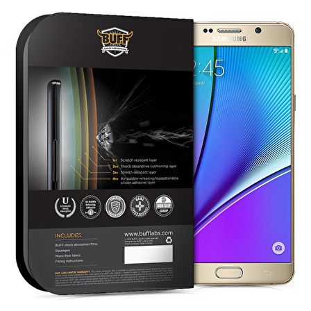 Buff Galaxy Note 5 ile Uyumlu Darbe Emici Ekran Koruyucu
