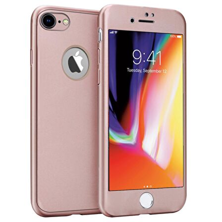 Buff iPhone 8 ile Uyumlu 4D Kılıf Rose Gold