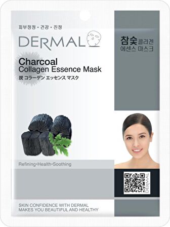 DERMAL  Arındırıcı ve Pürüzsüzleştirici Kömür Özlü Kolajen Maske X10 Adet
