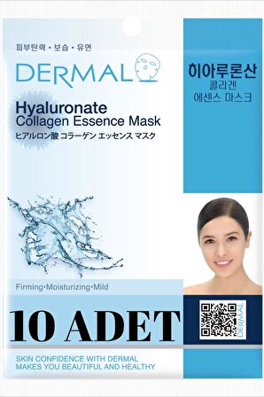 DERMAL Sıkılaştırıcı, Nemlendirici, Yumuşatıcı Hiyalüronik Asit Kolajen Maske X10 Adet