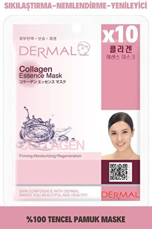 Dermal 10'lu Kolajen Özlü Tek Kullanımlık Cilt Bakım Maskeleri