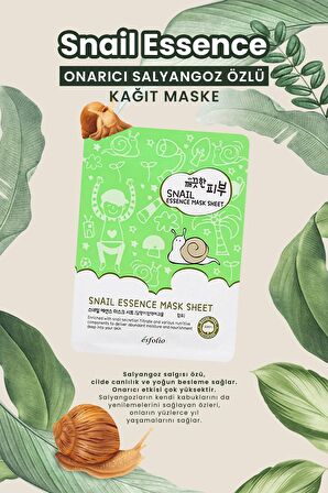 Onarıcı Salyangoz Özü İçeren Kağıt Maske Esfolio Snail Essence Mask Sheet