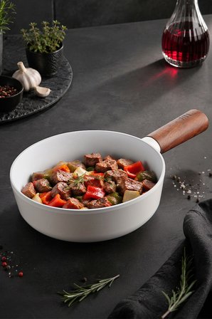 Neoflam Fika Seramik Kaplama İndüksiyonlu Wok Tava 18 CM - Beyaz