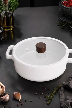 Neoflam Fika Seramik Kaplama İndüksiyonlu Tencere 22 CM - Beyaz