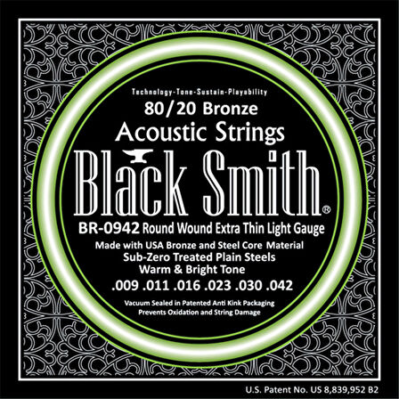 Black Smith BR-0942 Extra Thin Light Akustik Gitar Teli 009