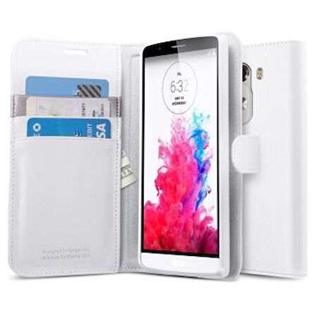 Spigen LG G3 ile Uyumlu Kılıf Slim Wallet S Cüzdan White