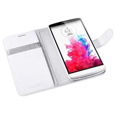 Spigen LG G3 ile Uyumlu Kılıf Slim Wallet S Cüzdan White