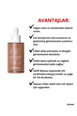MEDIPEEL Hyal Kombucha Tea-tox Ampoule 50 ml %70 Kombucha Ve Seramid Içeren Canlandırıcı Ampul