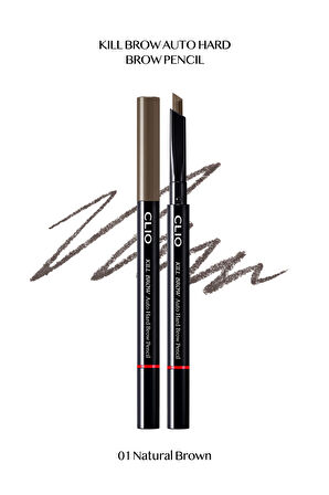 İnce Altıgen Uçlu Kaş Kalemi Clio Kill Brow Auto Hard Brow Pencil (01 Natural Brown)