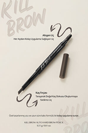 İnce Altıgen Uçlu Kaş Kalemi Clio Kill Brow Auto Hard Brow Pencil (01 Natural Brown)