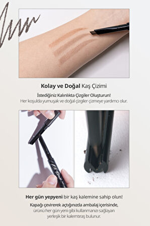 İnce Altıgen Uçlu Kaş Kalemi Clio Kill Brow Auto Hard Brow Pencil (01 Natural Brown)