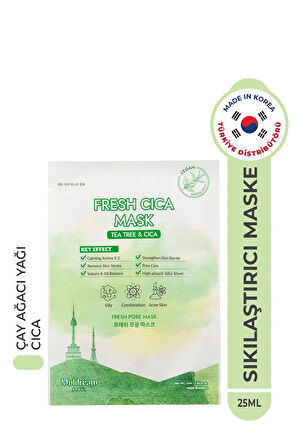 Fresh Cica Mask Kağıt Yüz Maskesi Gözenek Sıkılaştırıcı Çay Ağacı Yağı Sebum Dengeleyici Kore 25ml