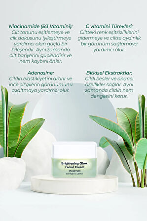 Brightening Glow Facial Cream Aha Ve C Vitamin Canlandırıcı Aydınlatıcı Nemlendirici Krem Kore 50ml
