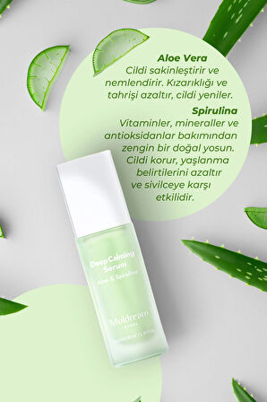 Deep Calming Serum Aloe ve Spirulina Derinlemesine Cilt Yatıştırıcı Sakinleştirici Serum Kore 40ml
