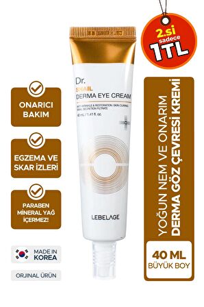 Egzama ve Kırışıklık Karşıtı Salyangoz Özlü Nemlendirici Göz Kremi Dr. Snail Derma Eye Cream 40 ML
