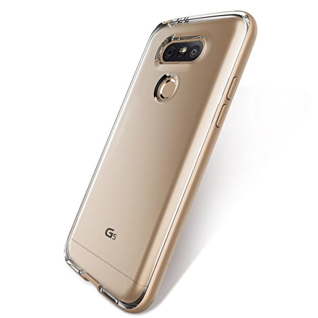 Verus LG G5 ile Uyumlu Crystal Bumper Kılıf Shine Gold