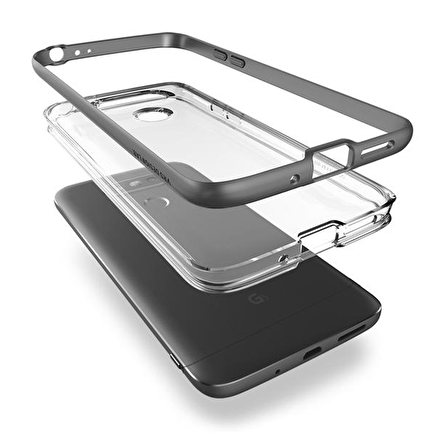 Verus LG G5 ile Uyumlu Crystal Bumper Kılıf Steel Silver