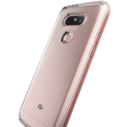 Verus LG G5 ile Uyumlu Crystal Bumper Kılıf Rose Gold