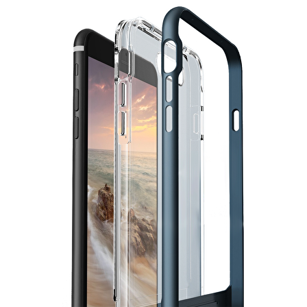 VRS Design iPhone 8 Plus / 7 Plus Crystal Bumper Kılıf Steel Blue