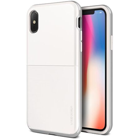 VRS iPhone X High Pro Shield Kılıf White with Silver
