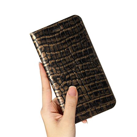 VRS Design iPhone X Genuine Croco Diary Kılıf Dark Gold