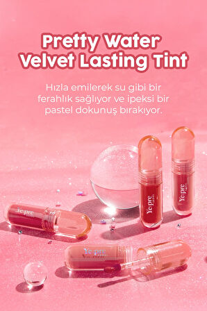 Gün Boyu Kalıcı, Kadife Dokulu, Mat Kore Lip Tint – Pretty Water Velvet Tint 2.6g (CLASSİC RED)