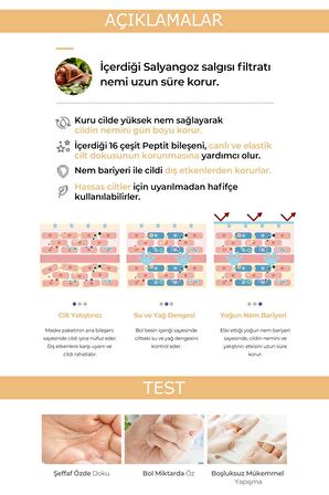 PEKAH 16 Peptit Ve Snail Müsini İçeren Healing Snail Yüz Maskesi