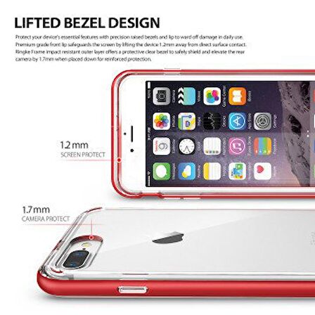 Ringke Frame İphone 7 Plus ile Uyumlu Çerçeveli Bumper Kılıf Blaze Red