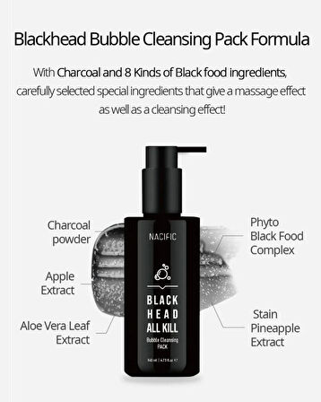 Nacific Blackhead All Kill Bubble Cleansing Pack 140ml - Siyah Nokta Temizleme Köpüğü