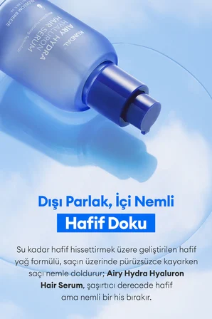 Hyalüronik Asit ile Nemlendiren Pürüzsüzleştirici Saç Serumu KUNDAL Airy Volume Hyaluron Serum