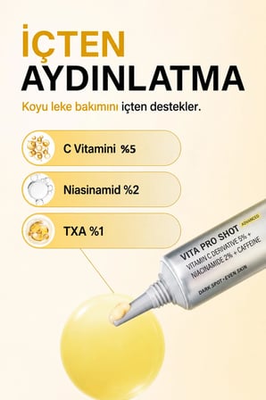 Epii Vita Pro Shot Yüz Serumu %5 C Vitamini, %2 Niasinamid, %1 TXA 20ml