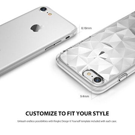 Ringke Air Prism 3D Elmas Yansıması iPhone 7/8 Plus ile Uyumlu KIlıf Clear Ultra Hafif Esnek İnce Şeffaf Transparan